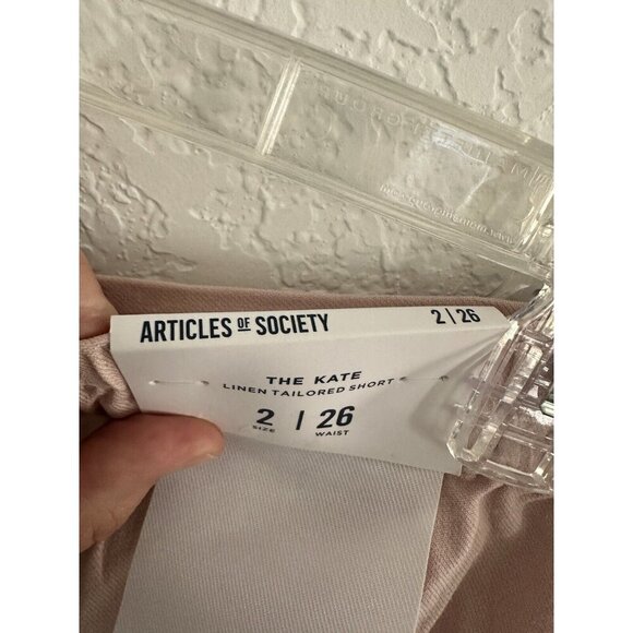 NWT Article of Society Kate Linen Tailored Shorts 2‎ / 26 Dusty Rose Beachy Y2K - Picture 12 of 12